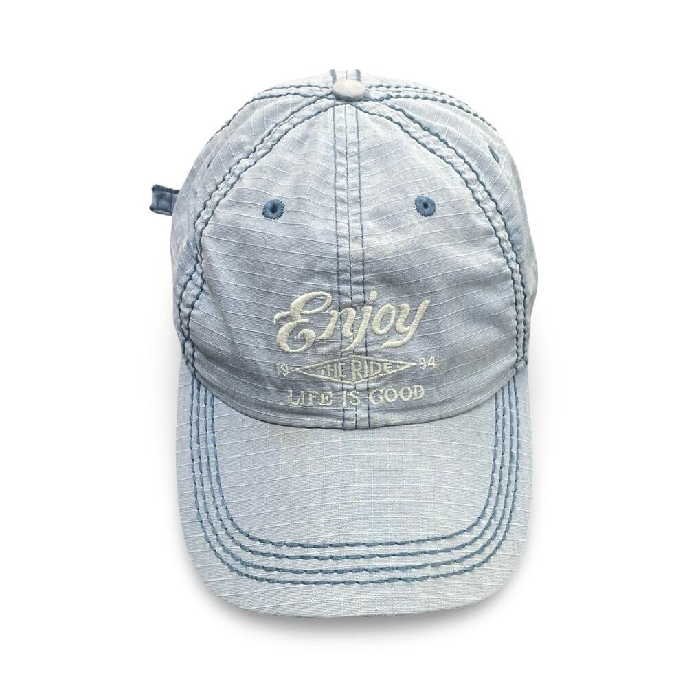 Life Is Good Enjoy The Ride Blue Ripstop Adjustable Hat Baseball Cap Unisex - Picture 10 of 11